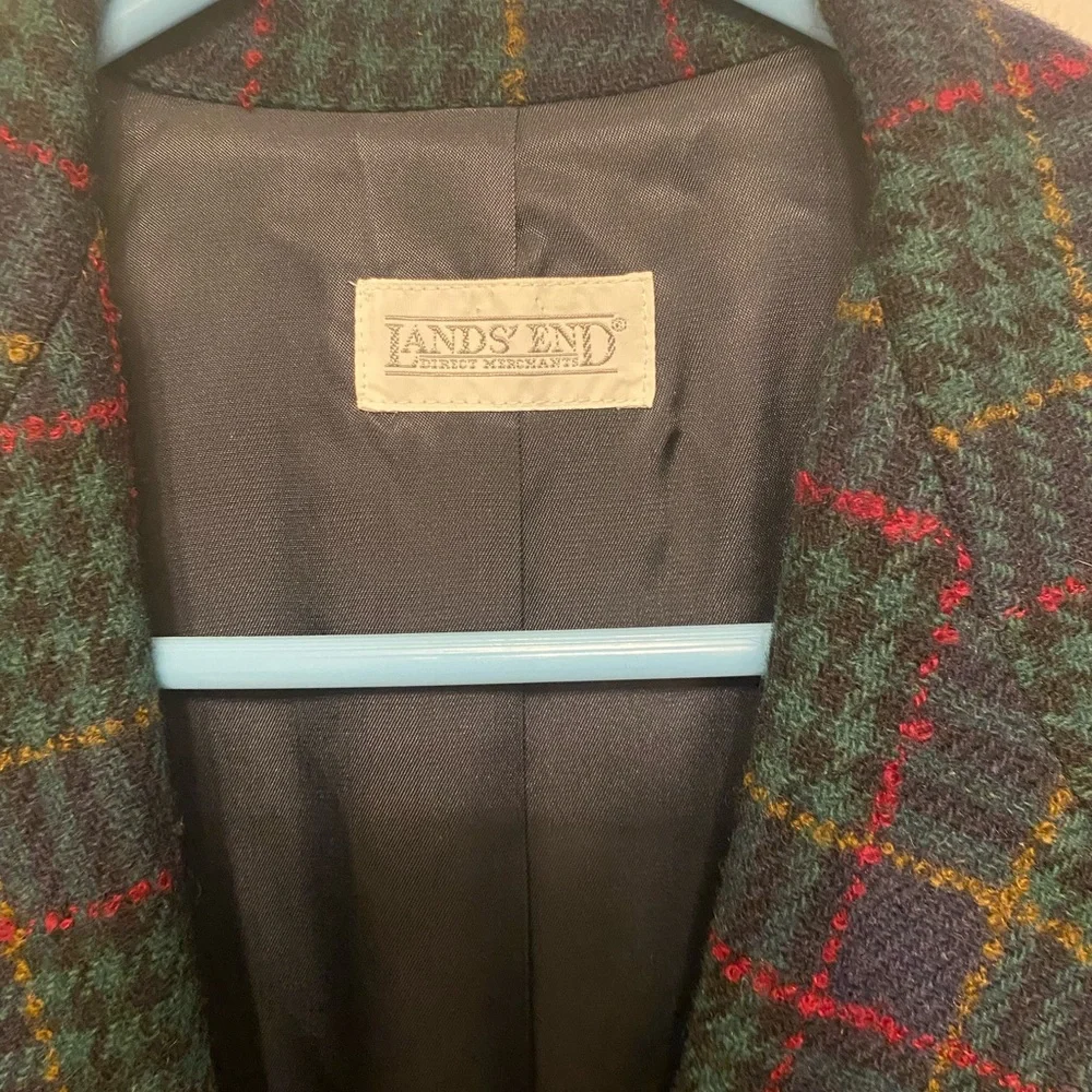 Lands' End Women’s Wool Plaid Blazer - Multicolor